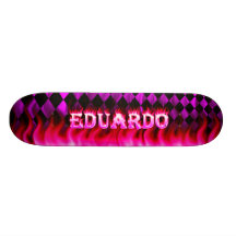Eduardo pink fire Skatersollie skateboard.