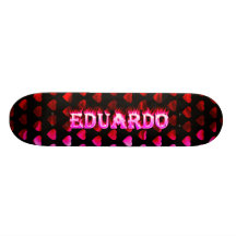Eduardo pink fire Skatersollie skateboard.