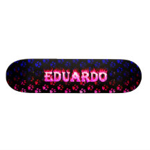 Eduardo pink fire Skatersollie skateboard.