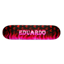 Eduardo pink fire Skatersollie skateboard.