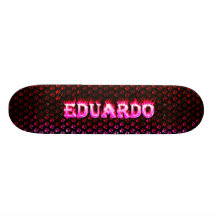 Eduardo pink fire Skatersollie skateboard.