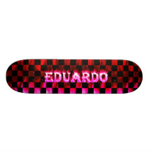 Eduardo pink fire Skatersollie skateboard.