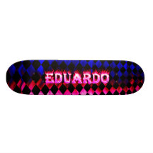 Eduardo pink fire Skatersollie skateboard.