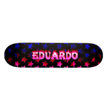 Eduardo pink fire Skatersollie skateboard.