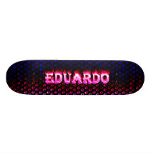 Eduardo pink fire Skatersollie skateboard.