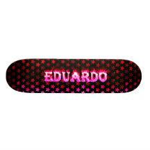 Eduardo pink fire Skatersollie skateboard.