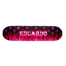 Eduardo pink fire Skatersollie skateboard.