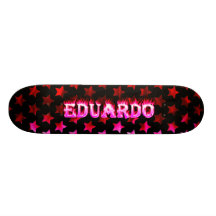 Eduardo pink fire Skatersollie skateboard.
