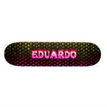 Eduardo pink fire Skatersollie skateboard.