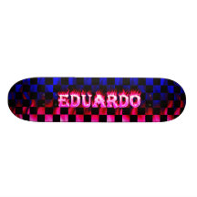 Eduardo pink fire Skatersollie skateboard.