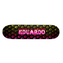 Eduardo pink fire Skatersollie skateboard.