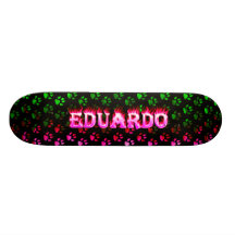 Eduardo pink fire Skatersollie skateboard.