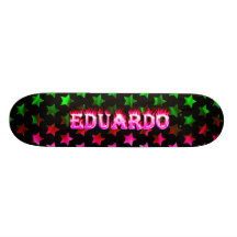 Eduardo pink fire Skatersollie skateboard.
