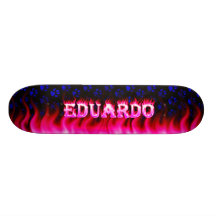 Eduardo pink fire Skatersollie skateboard.