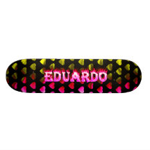 Eduardo pink fire Skatersollie skateboard.