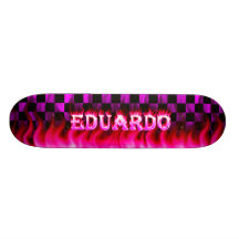 Eduardo pink fire Skatersollie skateboard.
