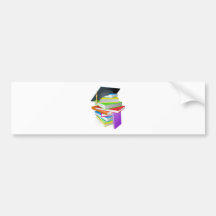 Education book pile graduation hat concept bumper sticker