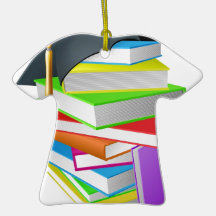 Education book pile graduation hat concept christmas ornament