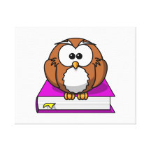 Education Owl on Purple Book Canvas Print