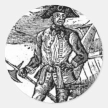 Edward England Pirate Portrait Round Sticker
