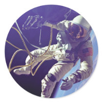 Edward H. White first American Space Walker NASA Round Stickers