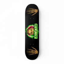 Edward skull green fire Skatersollie skateboard.