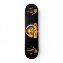 Edward skull real fire and flames skateboard desig