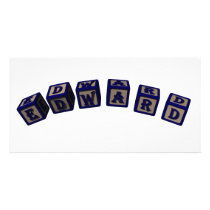 Edward Toy blocks in blue. Customized Photo Card
