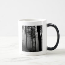 EERIE FOREST TREES LEAVES B&W MUGS