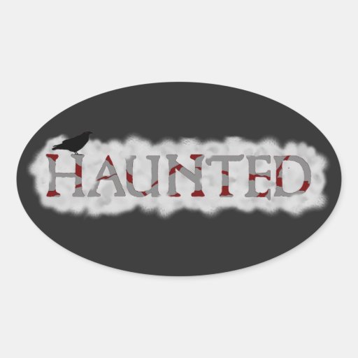 Eerie Haunted in Mist Stickers with Raven