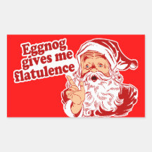 Eggnog Gives Santa Flatulence Rectangular Stickers