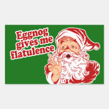 Eggnog Gives Santa Flatulence Rectangular Stickers