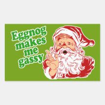 Eggnog Makes Santa Fart Rectangle Stickers