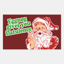 Eggnog Makes Santa Fart Rectangular Sticker
