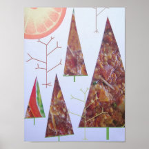 Eggplant and Orange Christmas Tree Collage Print