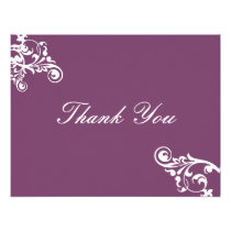 Eggplant and White Flourish Thank You Note invitations