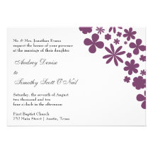 Eggplant Flower Power Wedding Invitation