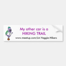 Eggplant Hiker with web address Bumper Sticker