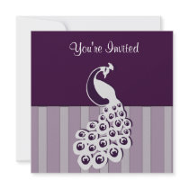 Eggplant Peacock Invitation