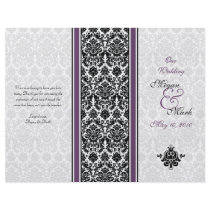 Eggplant Purple Damask Wedding Program