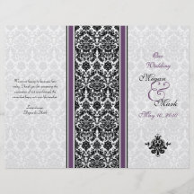 Eggplant Purple Damask Wedding Program Personalized Flyer