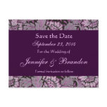 Eggplant Purple Vintage Damask Save The Date postcards