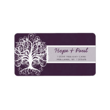 Eggplant Swirl Tree Return Address Label