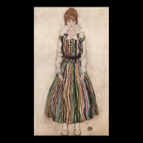 Egon Schiele - Edith Schiele in Striped Dress 1915 posters