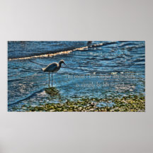 Egret in shallows and Thoreau quote Posters