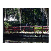 Egret on Red Bridge Postcard