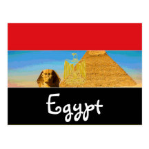 Egypt flag Giza sphinx and pyramid Post Cards