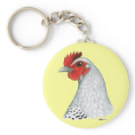 Egyptian Fayoumi:  Silver Hen Keychain