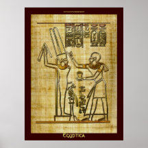 Egyptian Figures Art Poster on Papyrus Effect