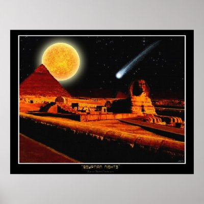 "EGYPTIAN NIGHTS" Sphinx Fantasy Art Poster by PrintedGifts